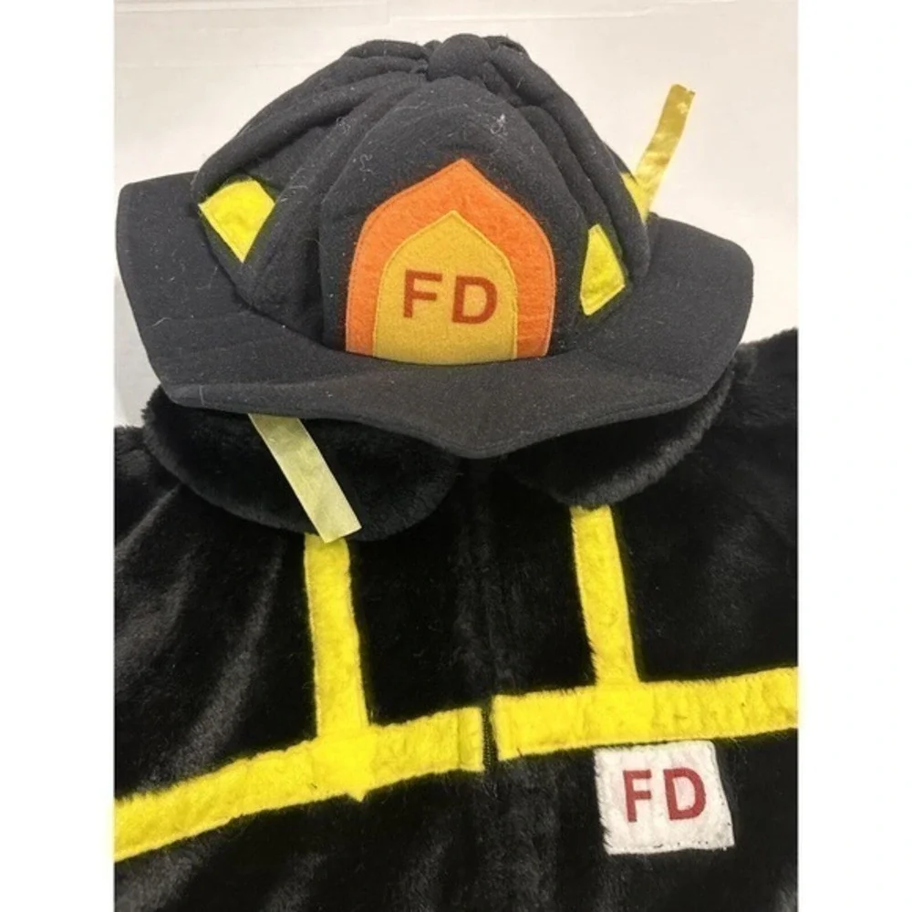 Chrisha Playful Plush Fireman Firefighter Costume Play Full Zip Hat Ages 4-6 VTG